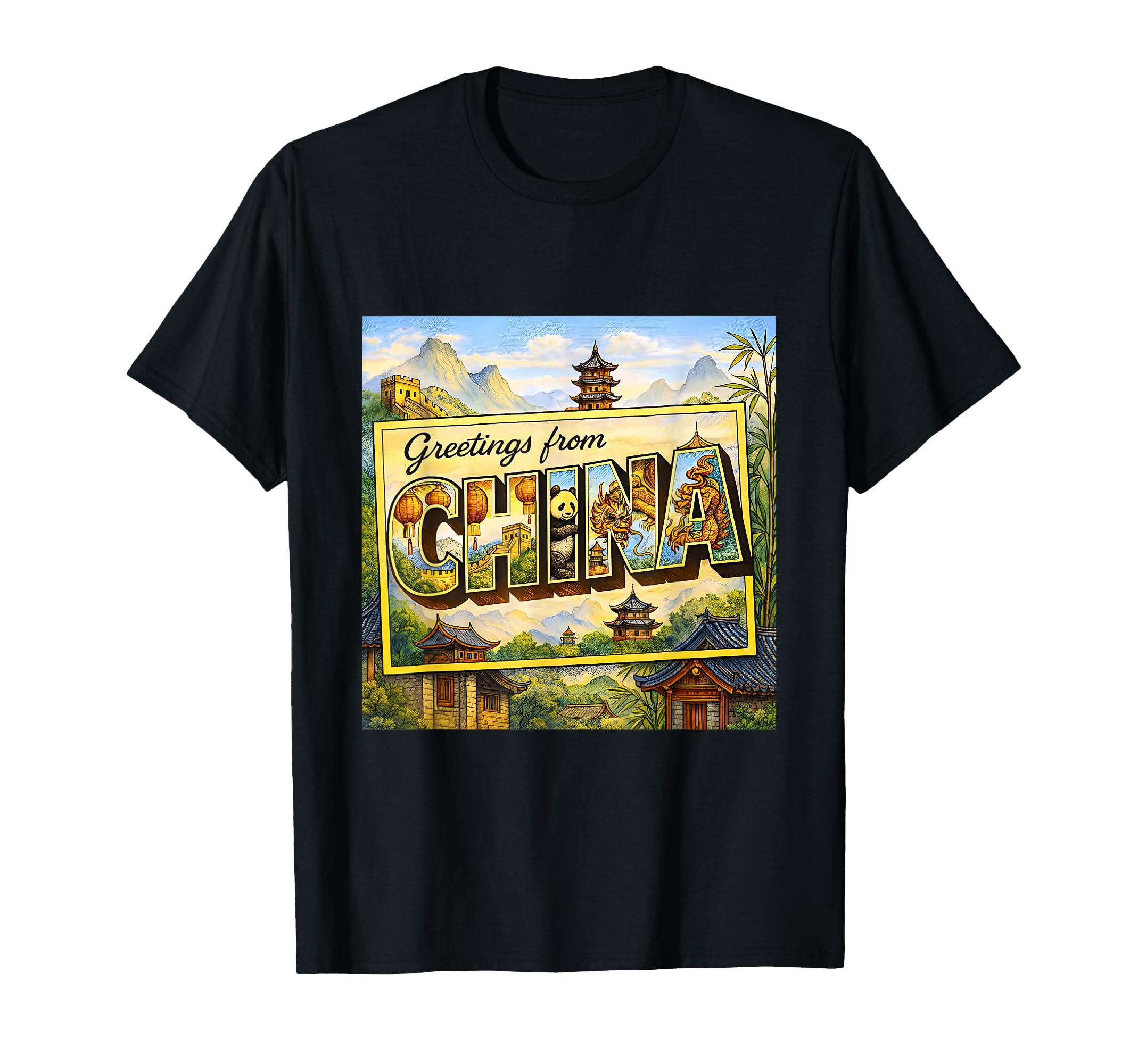 China Travel Postcard T-Shirt - Fun Novelty Design for Adults - T-Shirt, Sweatshirt, Hoodie