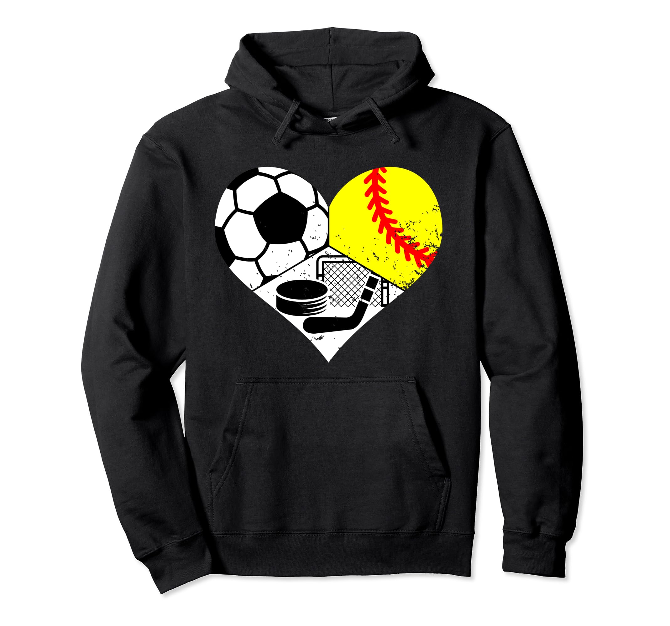 Soccer Softball Hockey Heart Funny Sport Hoodie - Custom Art Print Unisex - T-Shirt, Sweatshirt, Hoodie