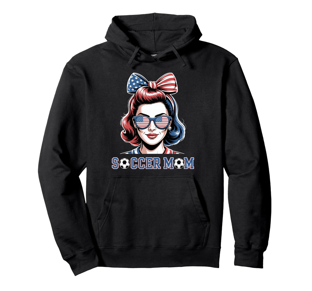 Patriotic Soccer Mom American Flag Hoodie - Novelty Apparel Men Women - T-Shirt, Sweatshirt, Hoodie