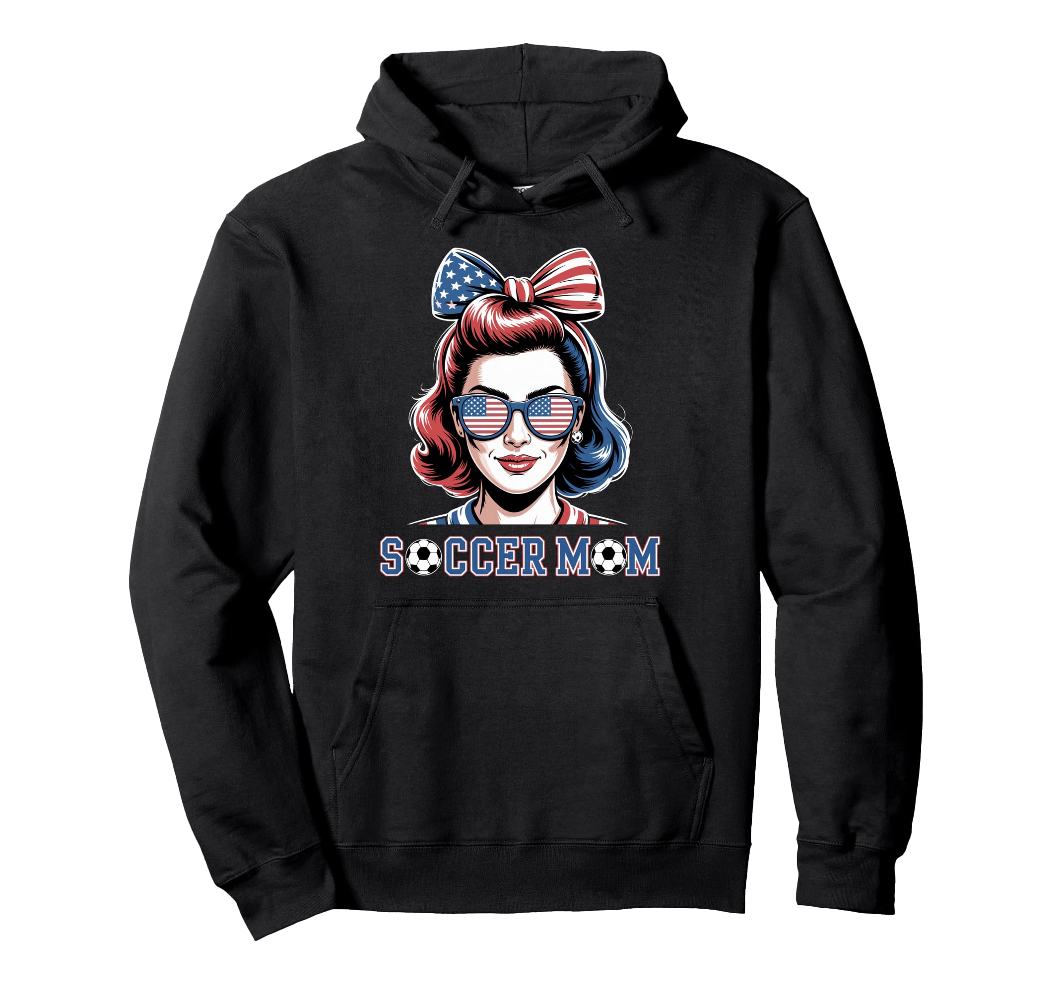 Patriotic Soccer Mom American Flag Hoodie - Novelty Apparel Men Women - T-Shirt, Sweatshirt, Hoodie