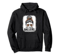 Busy Raising Ballers Football Messy Bun Hoodie - Novelty Apparel Unisex - T-Shirt, Sweatshirt, Hoodie