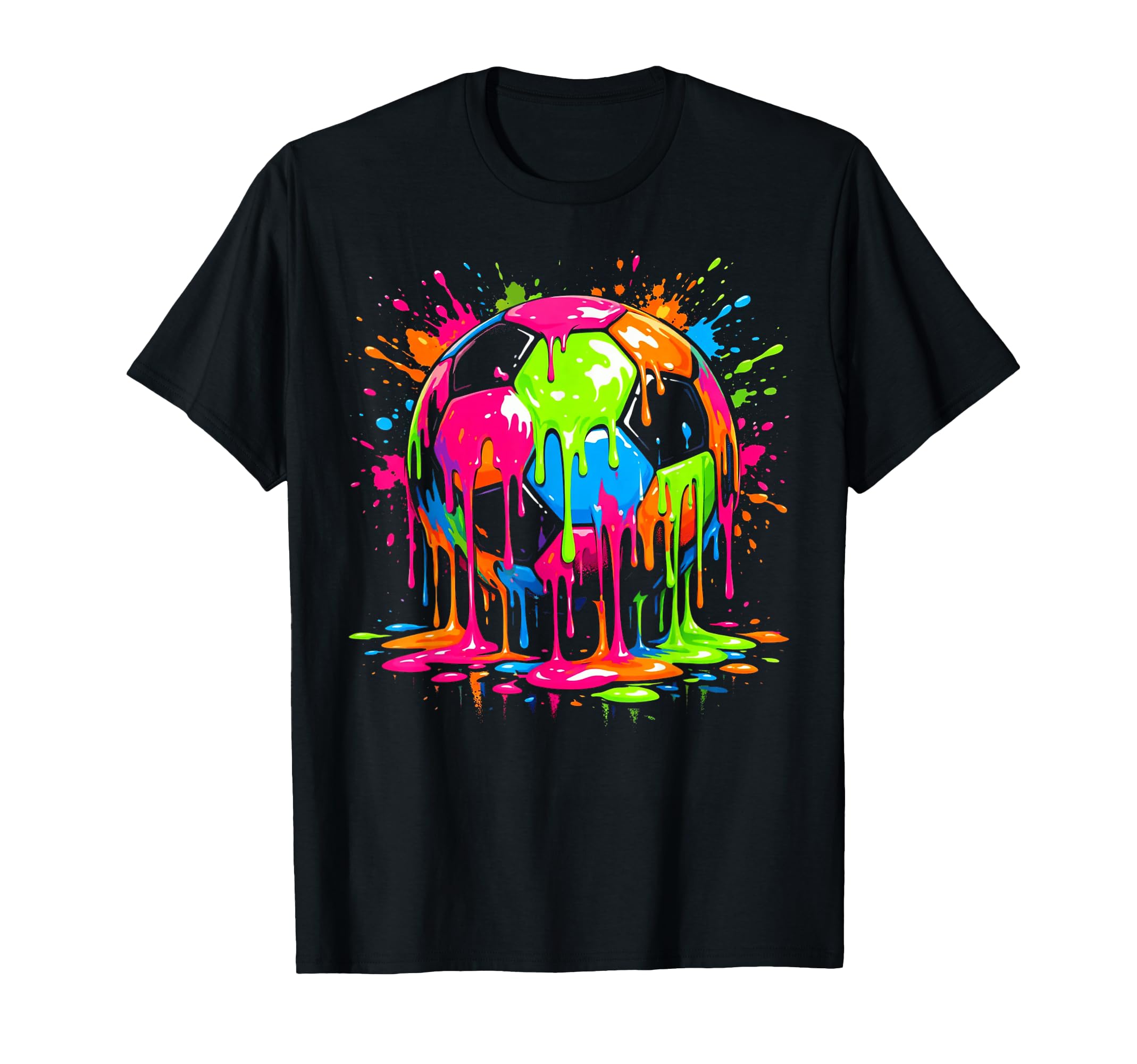Colorful Soccer Ball Drip Paint Graffiti T-Shirt - Trendy Graphic Unisex - T-Shirt, Sweatshirt, Hoodie