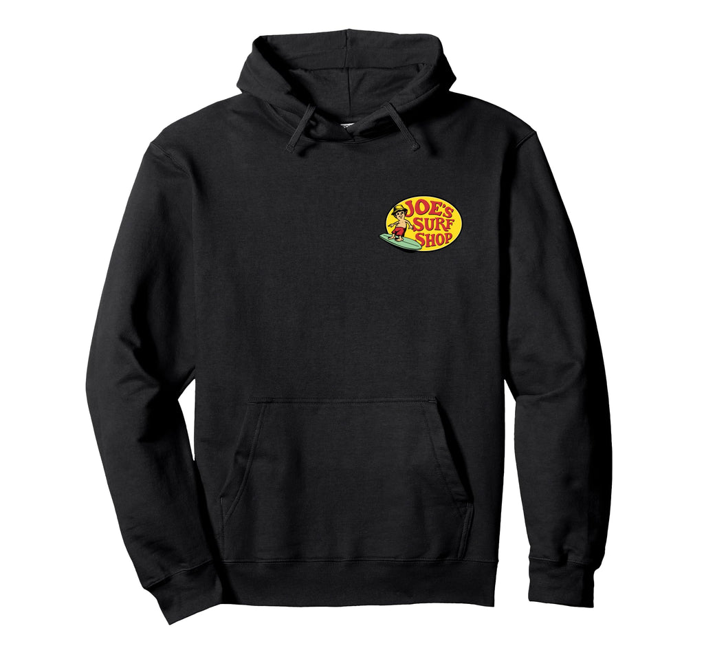 Joes Surf Shop Surfer Logo Hoodie - Fun Novelty Design for Adults - T-Shirt, Sweatshirt, Hoodie