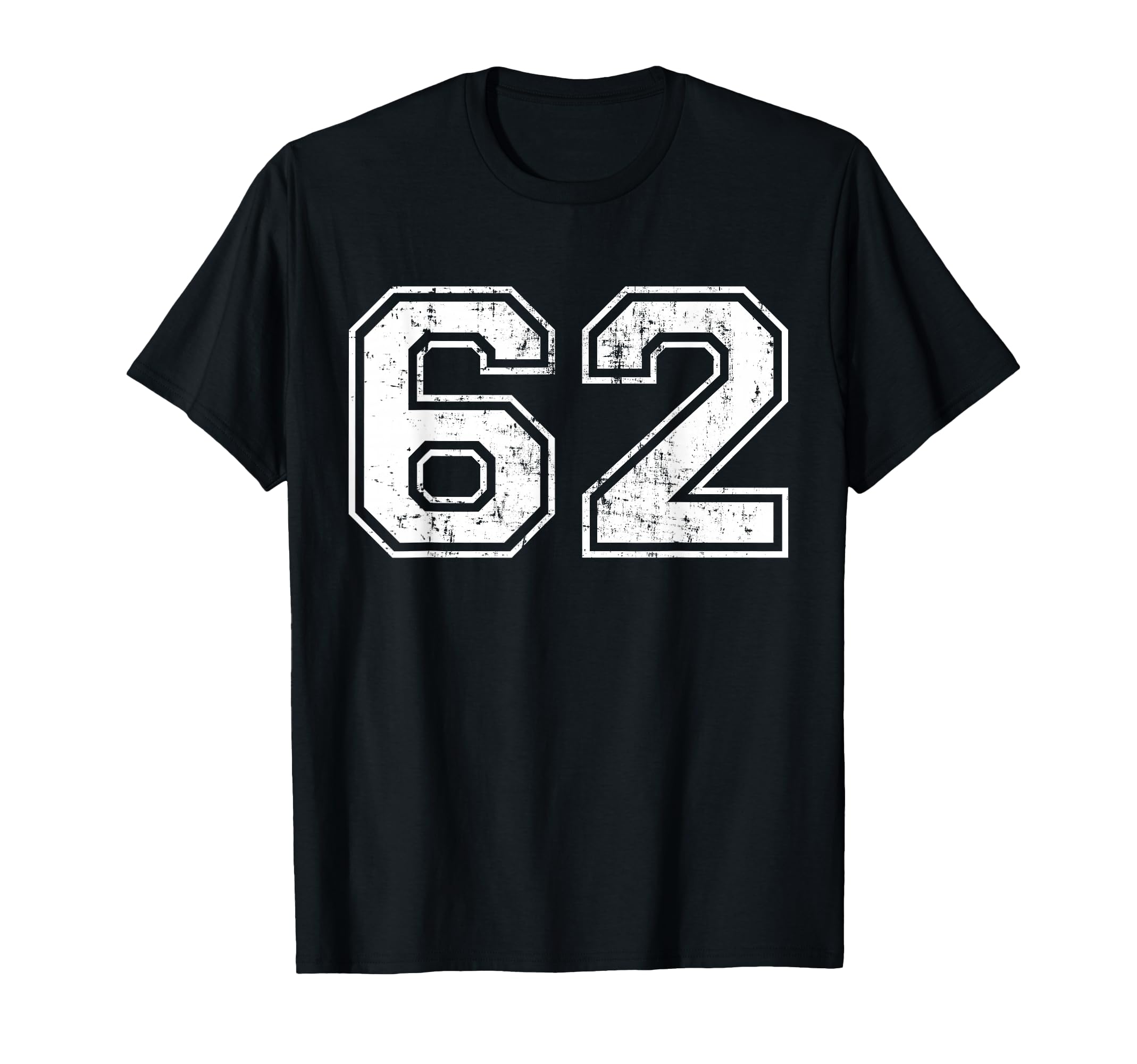 Number 62 Distressed Sixty Two Sports T-Shirt - Custom Art Print Men Women - T-Shirt, Sweatshirt, Hoodie