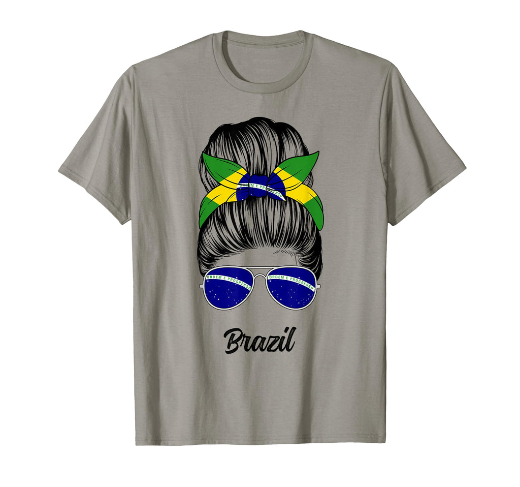 Brazil Messy Bun Brazilian Flag T-Shirt - Casual Everyday Wear for Adults - T-Shirt, Sweatshirt, Hoodie