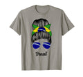 Brazil Messy Bun Brazilian Flag T-Shirt - Casual Everyday Wear for Adults - T-Shirt, Sweatshirt, Hoodie