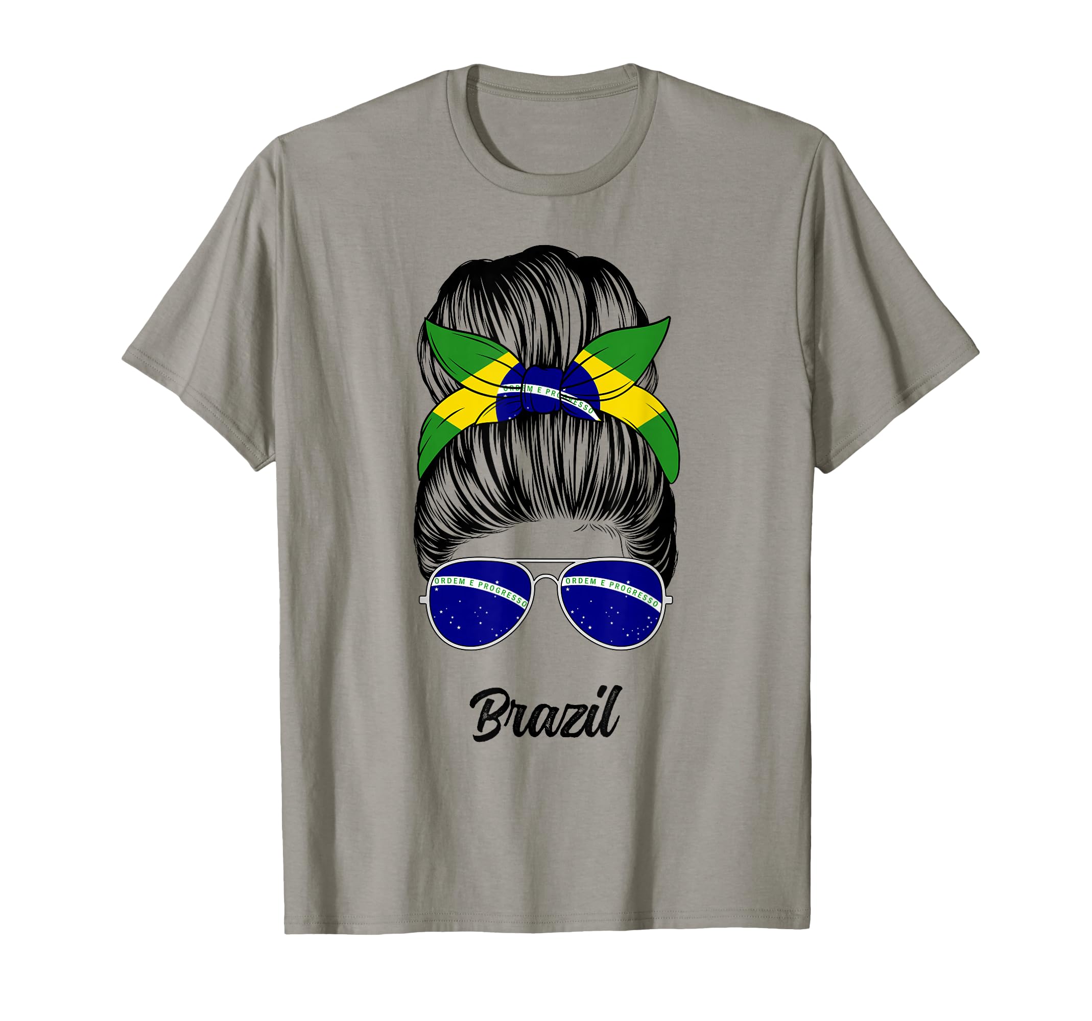 Brazil Messy Bun Brazilian Flag T-Shirt - Casual Everyday Wear for Adults - T-Shirt, Sweatshirt, Hoodie