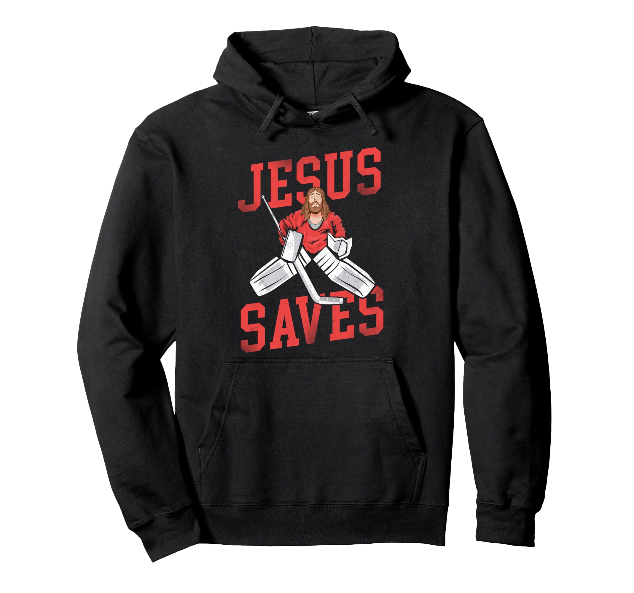 Ice Hockey Goalie Goalkeeper Jesus Hoodie - Fun Novelty Design Men Women - T-Shirt, Sweatshirt, Hoodie