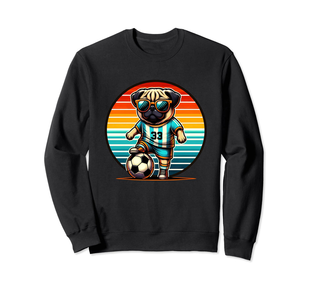 Pug Soccer Player Champion Fan Sweatshirt - Aesthetic Graphic Unisex - T-Shirt, Sweatshirt, Hoodie