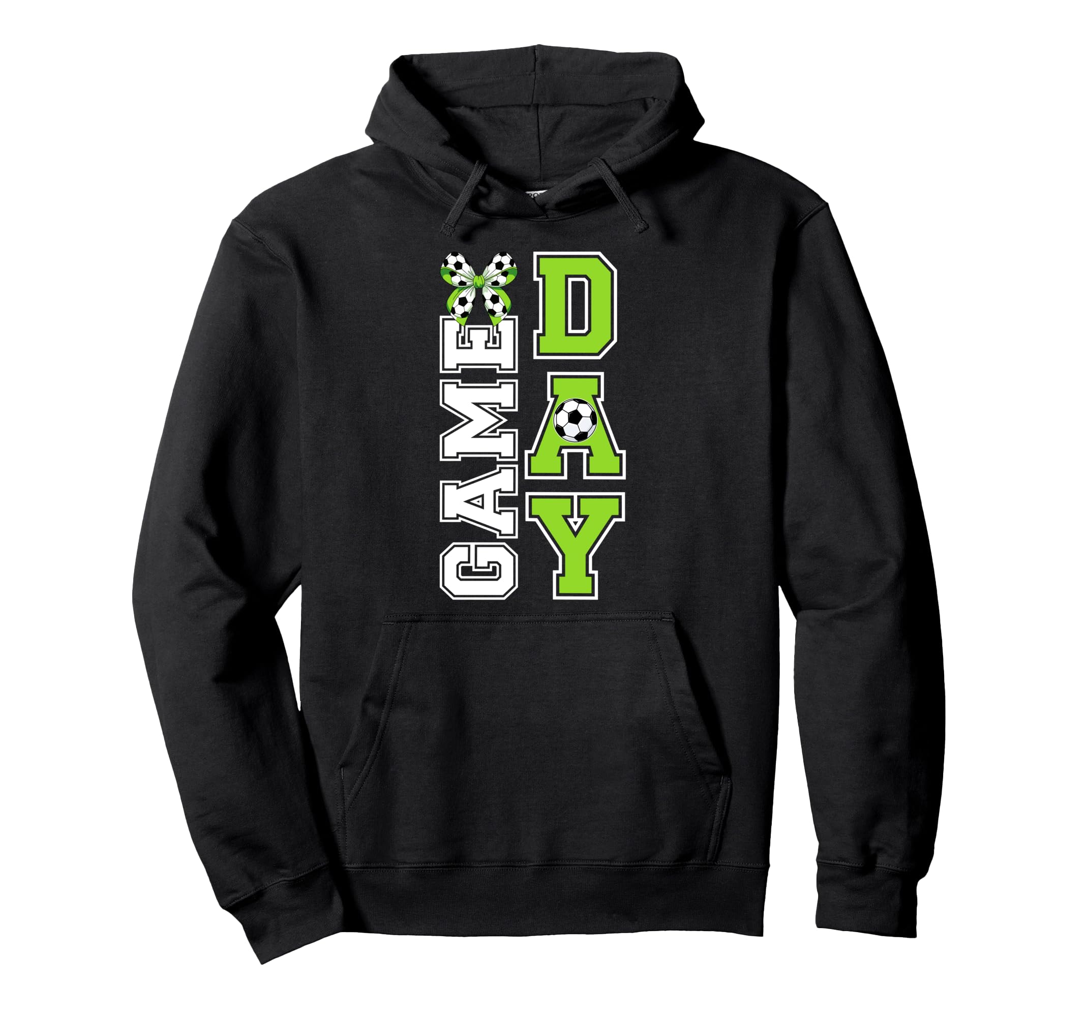 Soccer Game Day Bow Game Day Soccer Hoodie - Graphic Print for Adults - T-Shirt, Sweatshirt, Hoodie