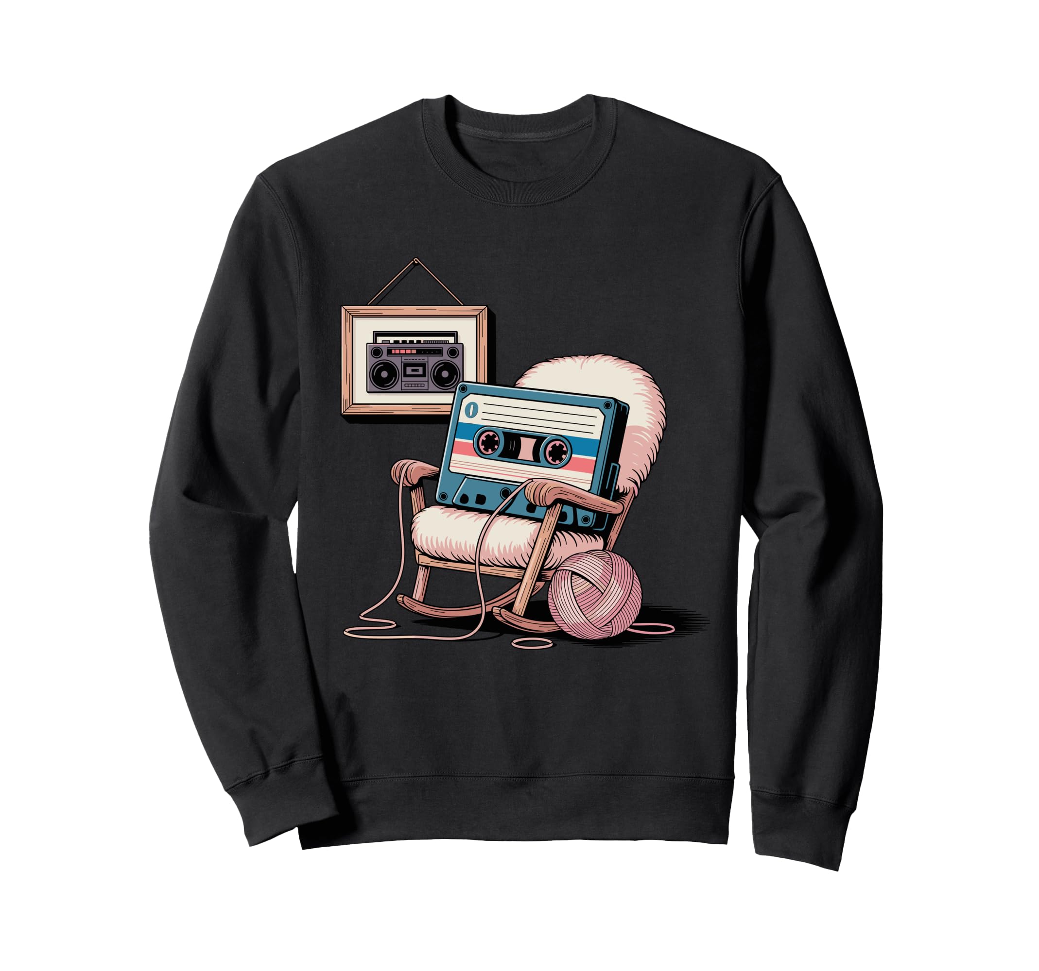 Funny Old Cassette Tape Cartoon Sweatshirt - Fun Novelty Design for Adults - T-Shirt, Sweatshirt, Hoodie