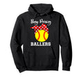 Busy Raising Ballers Mom Funny Softball Hoodie - Minimalist Print Unisex - T-Shirt, Sweatshirt, Hoodie