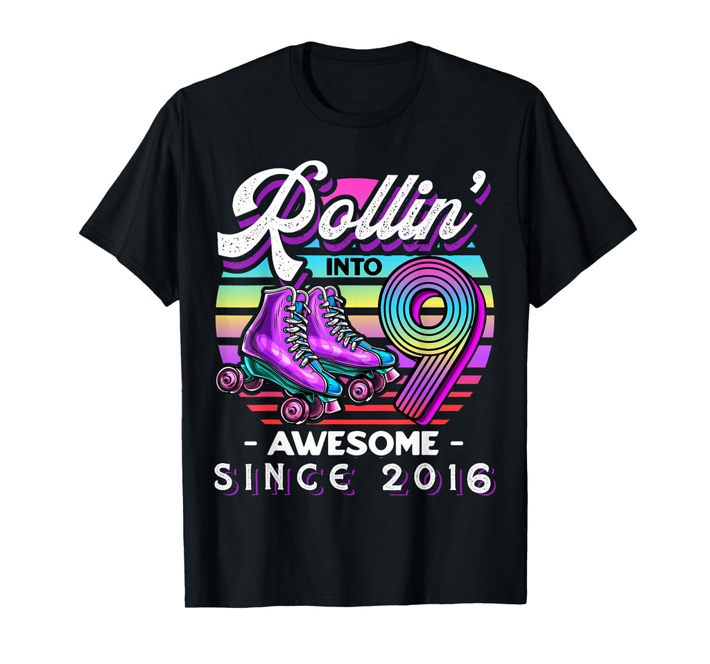 Birthday Roller Skating 9Th Rollin T-Shirt - Unique Graphic for Adults - T-Shirt, Sweatshirt, Hoodie