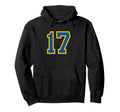 Blue Yellow Sport Team Number 17 Hoodie - Aesthetic Graphic Unisex - T-Shirt, Sweatshirt, Hoodie