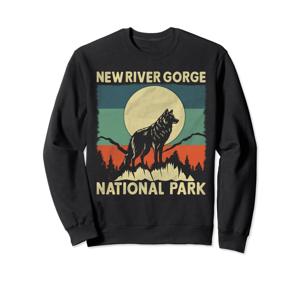 Wolf New River Gorge National Park Sweatshirt - Graphic Print Men Women - T-Shirt, Sweatshirt, Hoodie