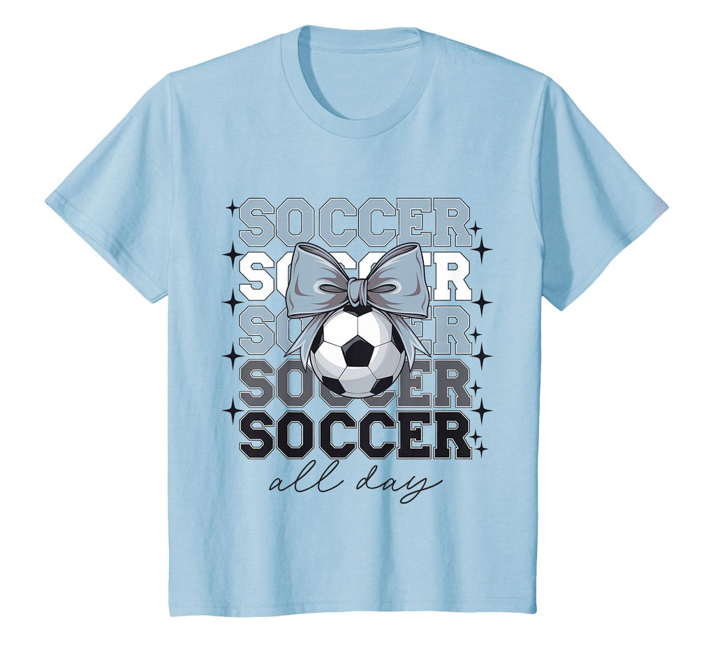 Groovy Soccer Coquette Bow Soccer All Day T-Shirt - Graphic Print Unisex - T-Shirt, Sweatshirt, Hoodie