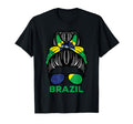 Brazil Flag Brasil Hairbun Football T-Shirt - Trendy Graphic for Adults - T-Shirt, Sweatshirt, Hoodie
