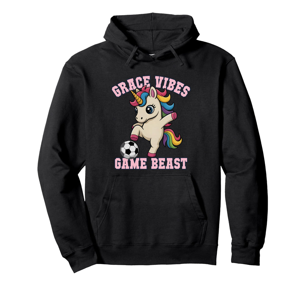 Grace Vibes Soccer Unicorn Just Who Hoodie - Fun Novelty Design for Adults - T-Shirt, Sweatshirt, Hoodie