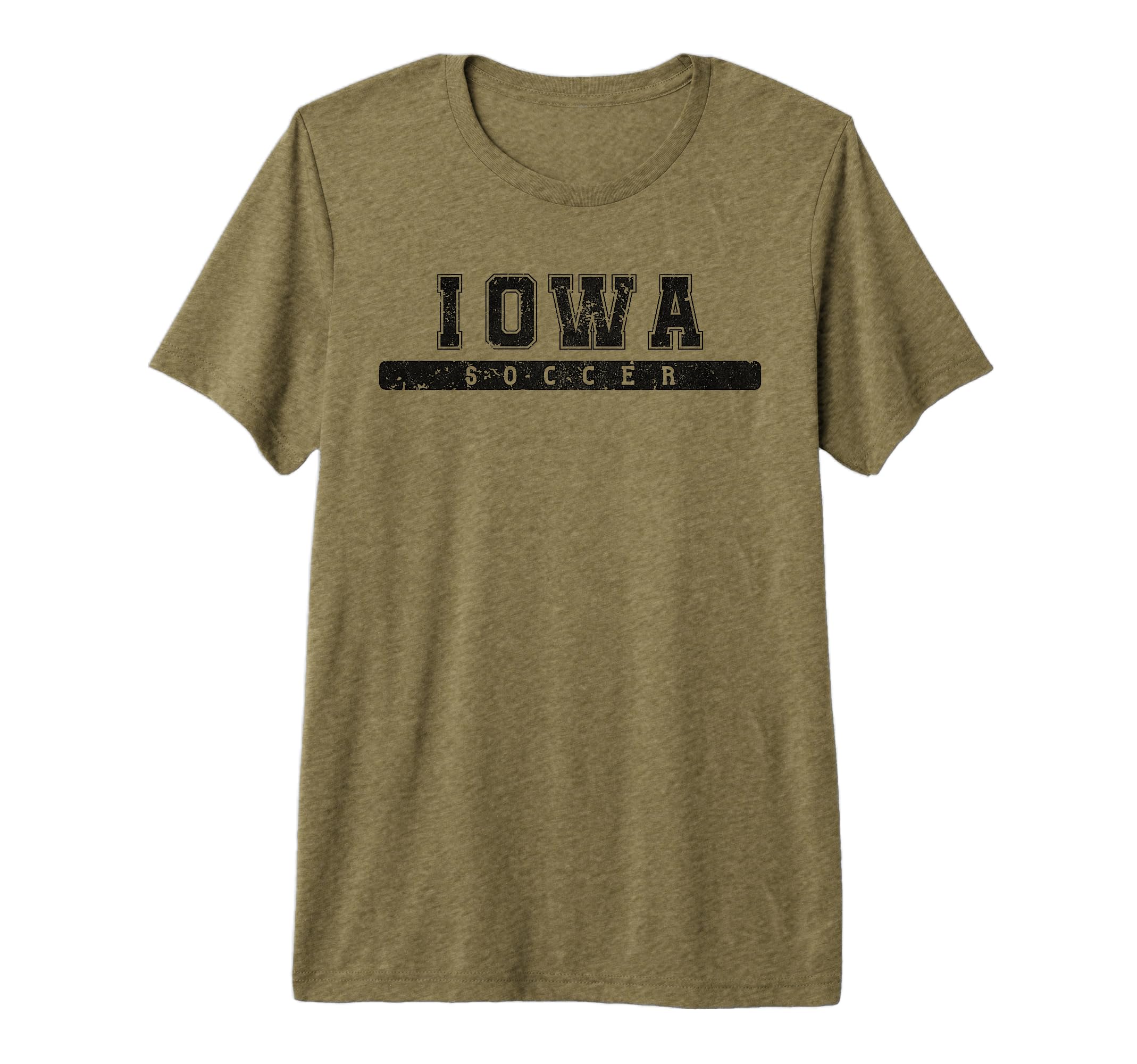 Iowa Soccer Black Text Tri Blend T-Shirt - Trendy Graphic Unisex - T-Shirt, Sweatshirt, Hoodie