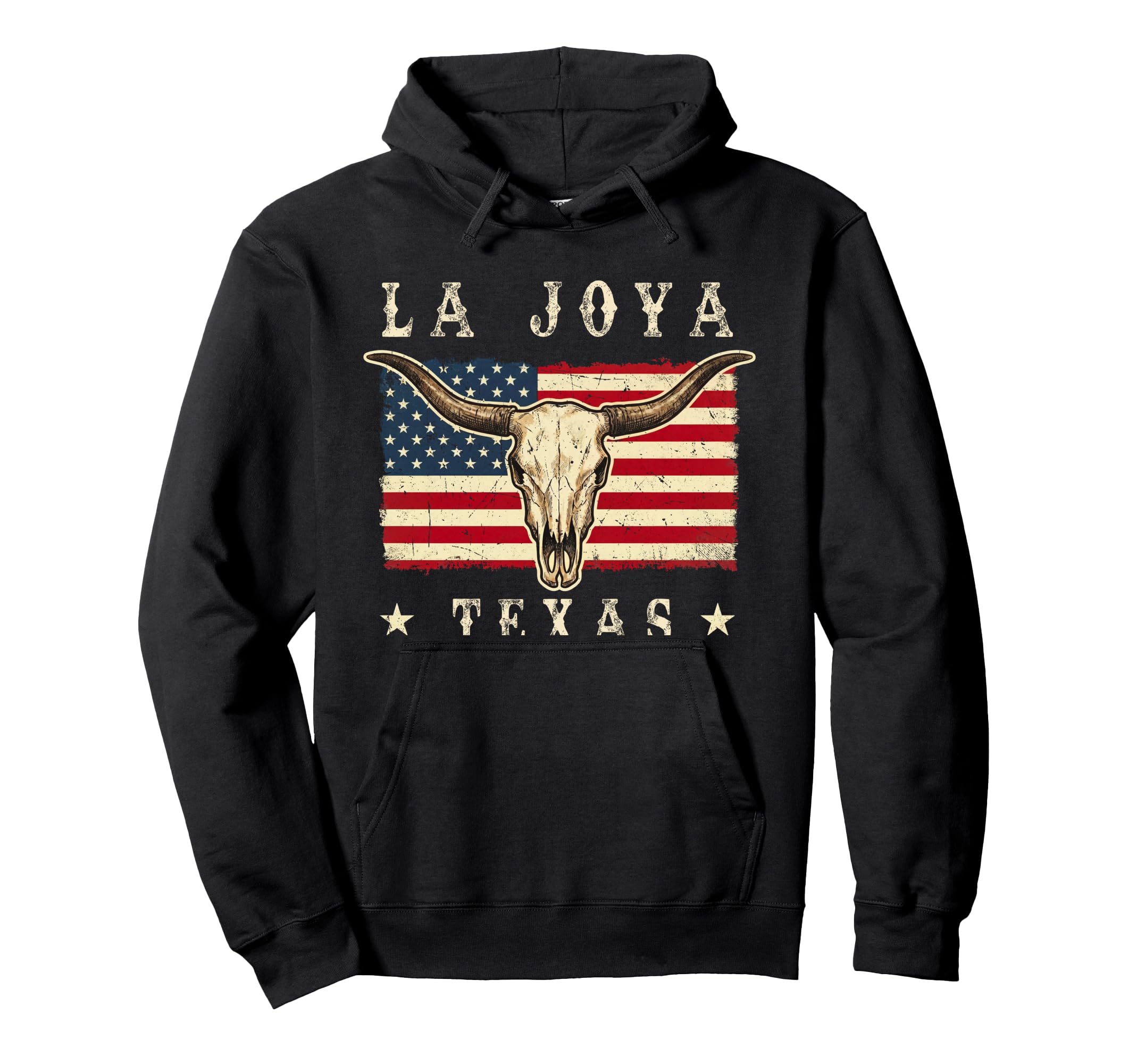 La Joya Texas Western Patriotic Skull Hoodie - Graphic Print Unisex - T-Shirt, Sweatshirt, Hoodie