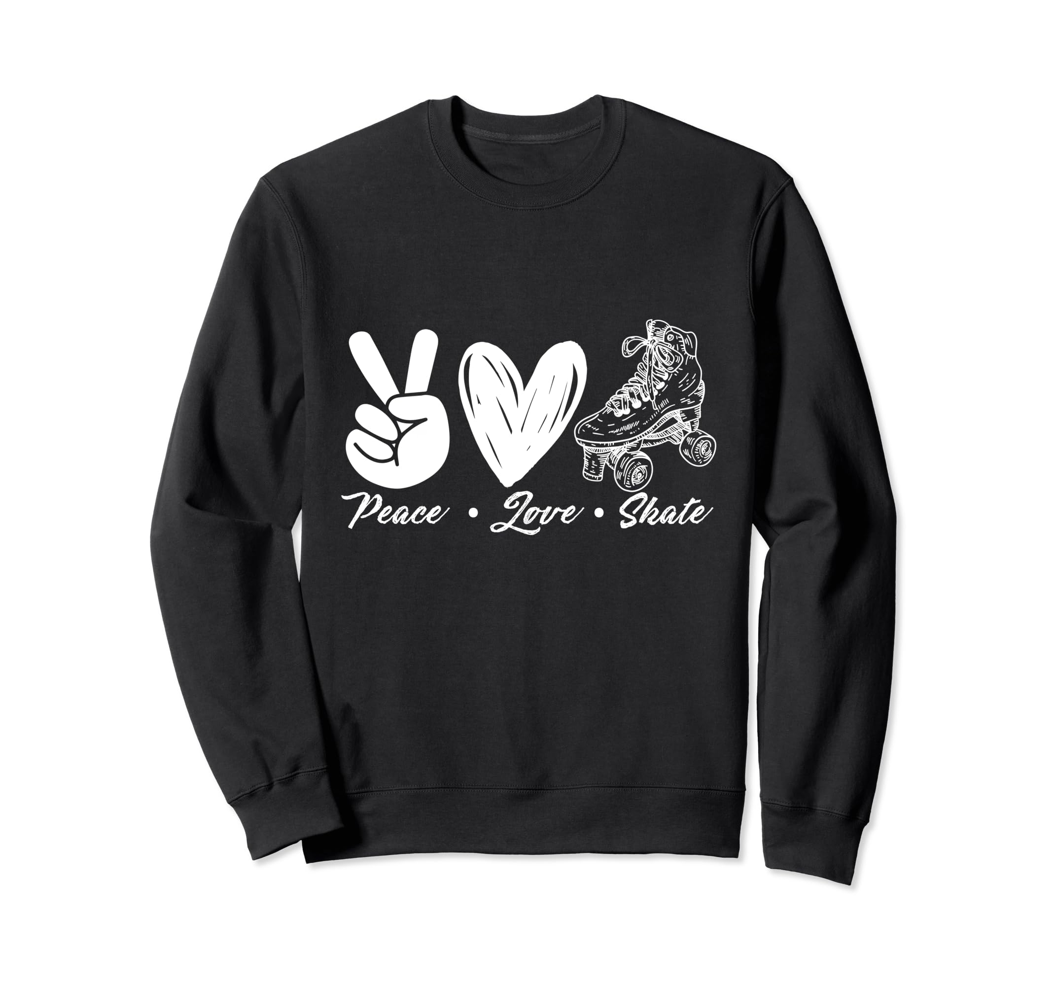 Peace Love Skate Roller Skating Sweatshirt - Minimalist Print for Adults - T-Shirt, Sweatshirt, Hoodie