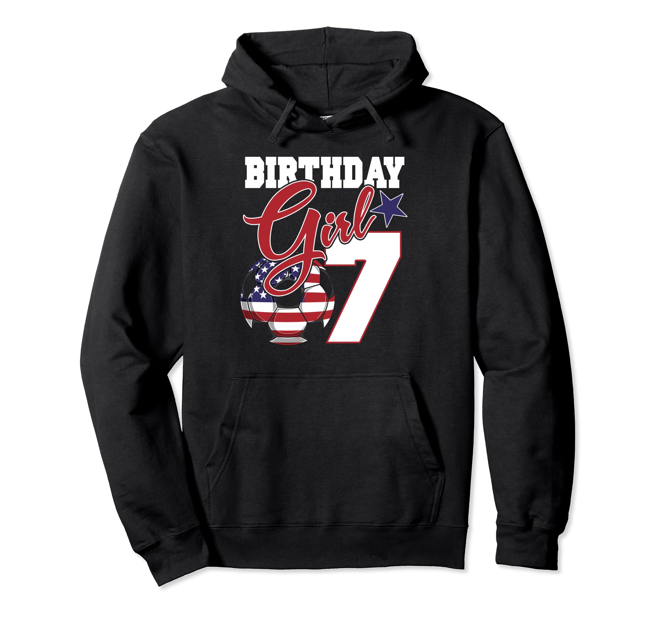 7Th Birthday Party American Flag Soccer Hoodie - Novelty Apparel Men Women - T-Shirt, Sweatshirt, Hoodie