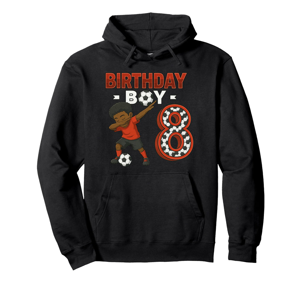 Dabbing 8 Year Old Soccer Player Melanin Hoodie - Unique Graphic Men Women - T-Shirt, Sweatshirt, Hoodie