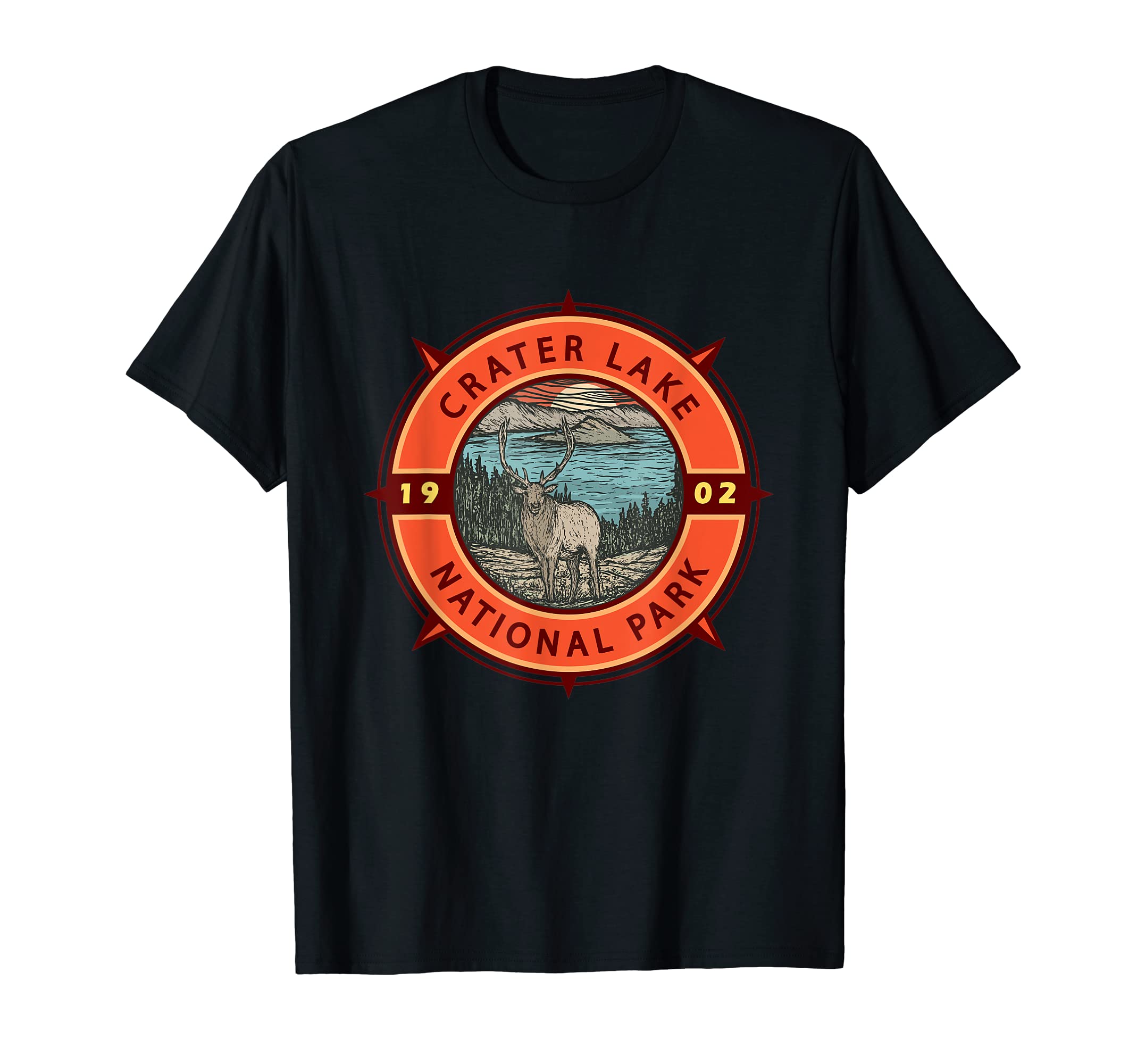 Crater Lake National Park Elk Compass T-Shirt - Streetwear Style Men Women - T-Shirt, Sweatshirt, Hoodie