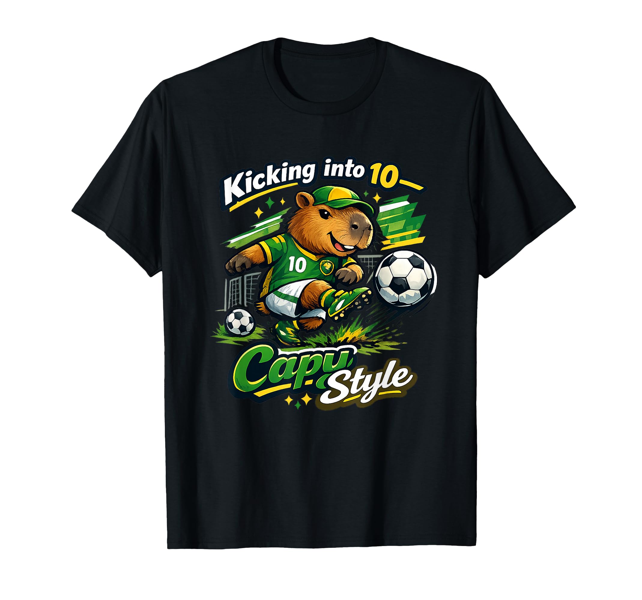 Soccer Player Capybara 10Th Birthday T-Shirt - Graphic Print Men Women - T-Shirt, Sweatshirt, Hoodie