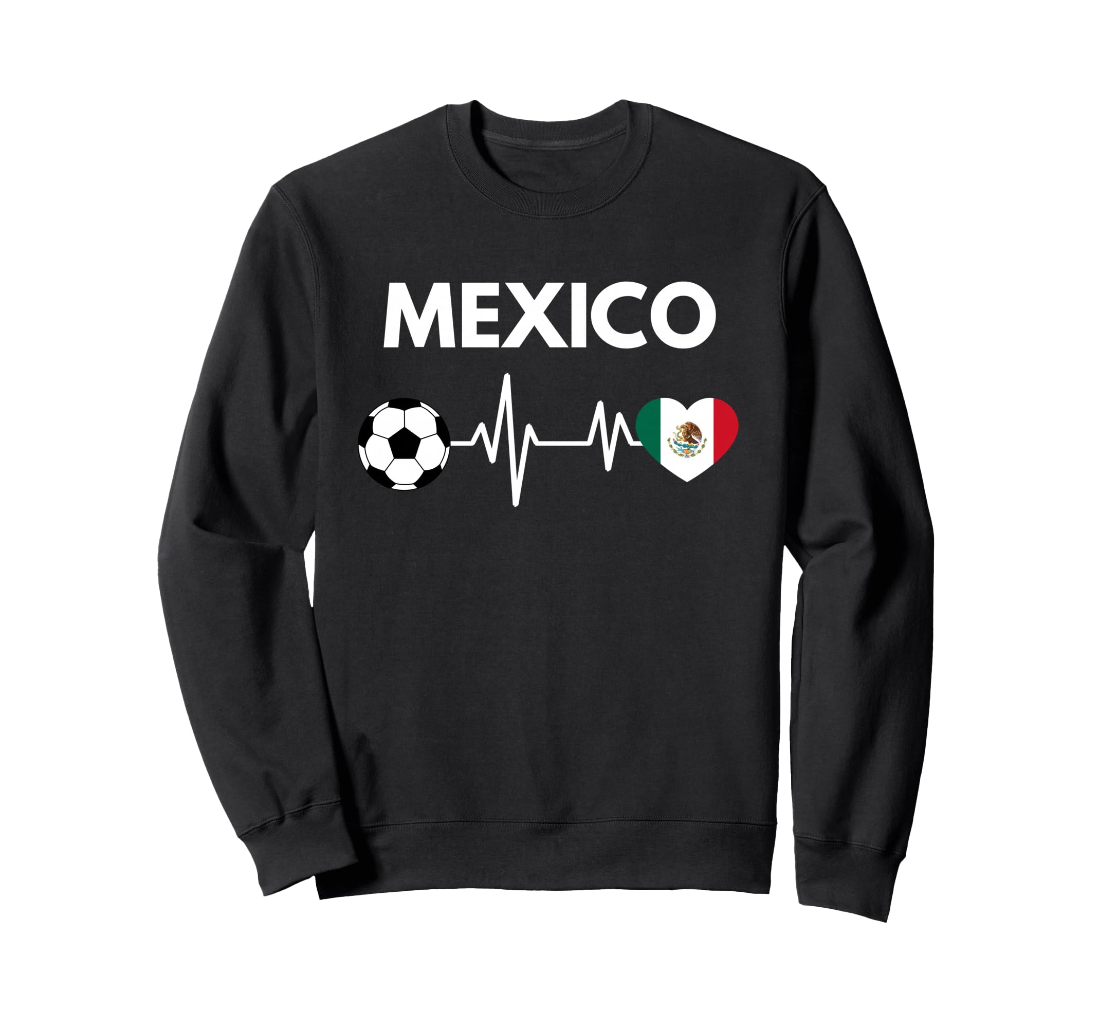 Mexico Flag Heartbeat Soccer Sweatshirt - Custom Art Print for Adults - T-Shirt, Sweatshirt, Hoodie