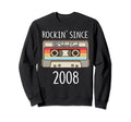 Rockin Since 2008 Cassette Tape Sweatshirt - Aesthetic Graphic for Adults - T-Shirt, Sweatshirt, Hoodie