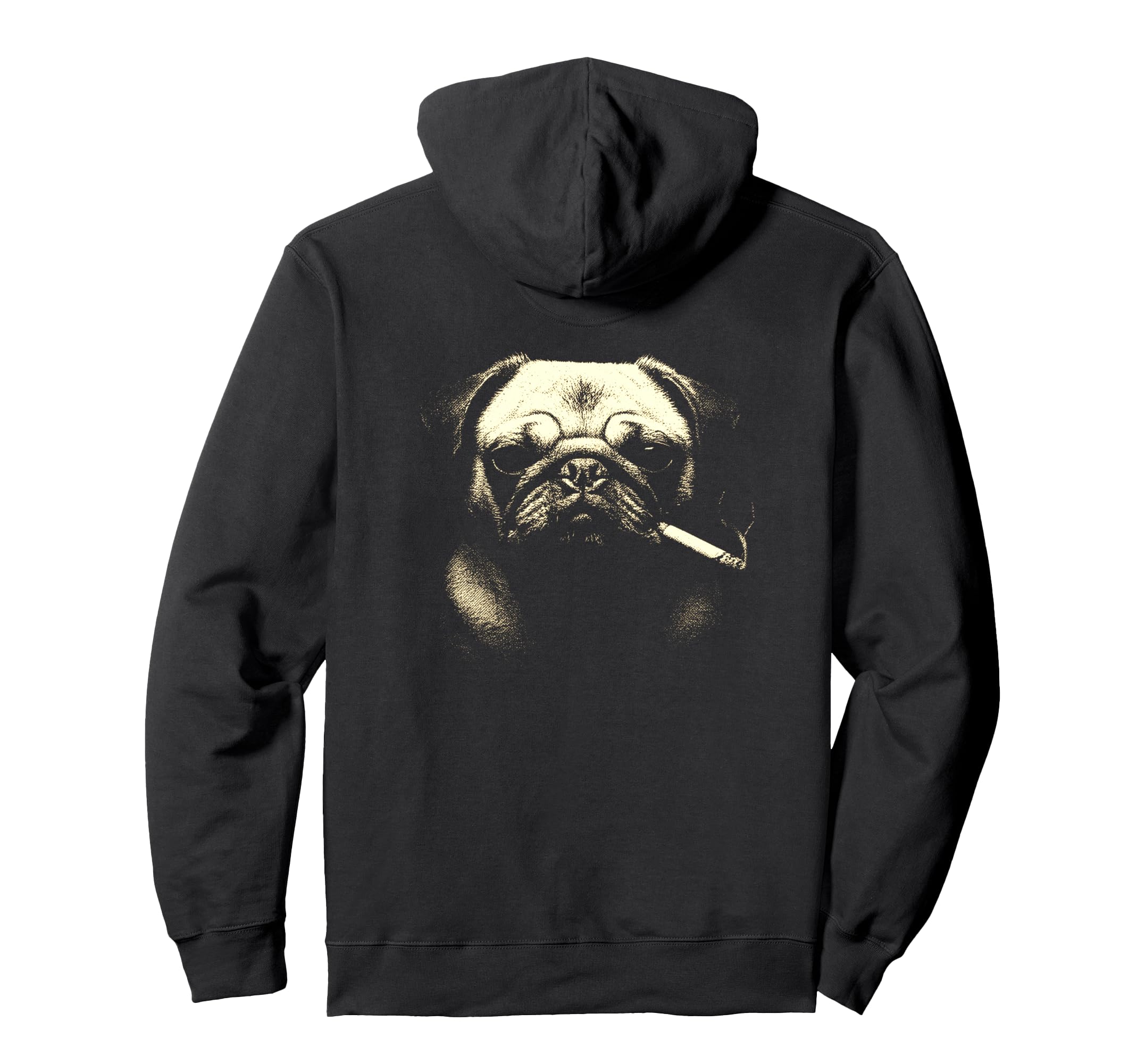 Pug Smoking Cigarette Y2K Grunge Meme Hoodie - Unique Graphic Men Women - T-Shirt, Sweatshirt, Hoodie