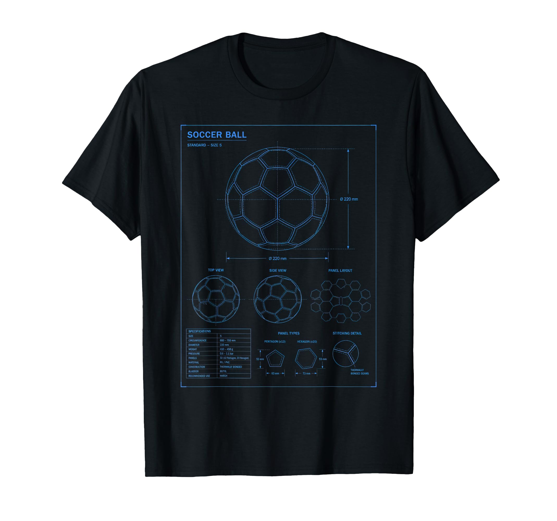 Soccer Ball Blueprint T-Shirt - Casual Everyday Wear Men Women - T-Shirt, Sweatshirt, Hoodie