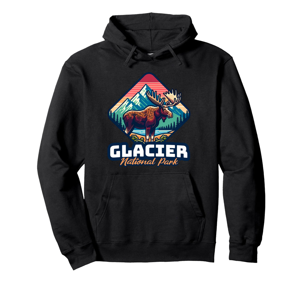 Glacier National Park Montana Moose Hoodie - Trendy Graphic for Adults - T-Shirt, Sweatshirt, Hoodie