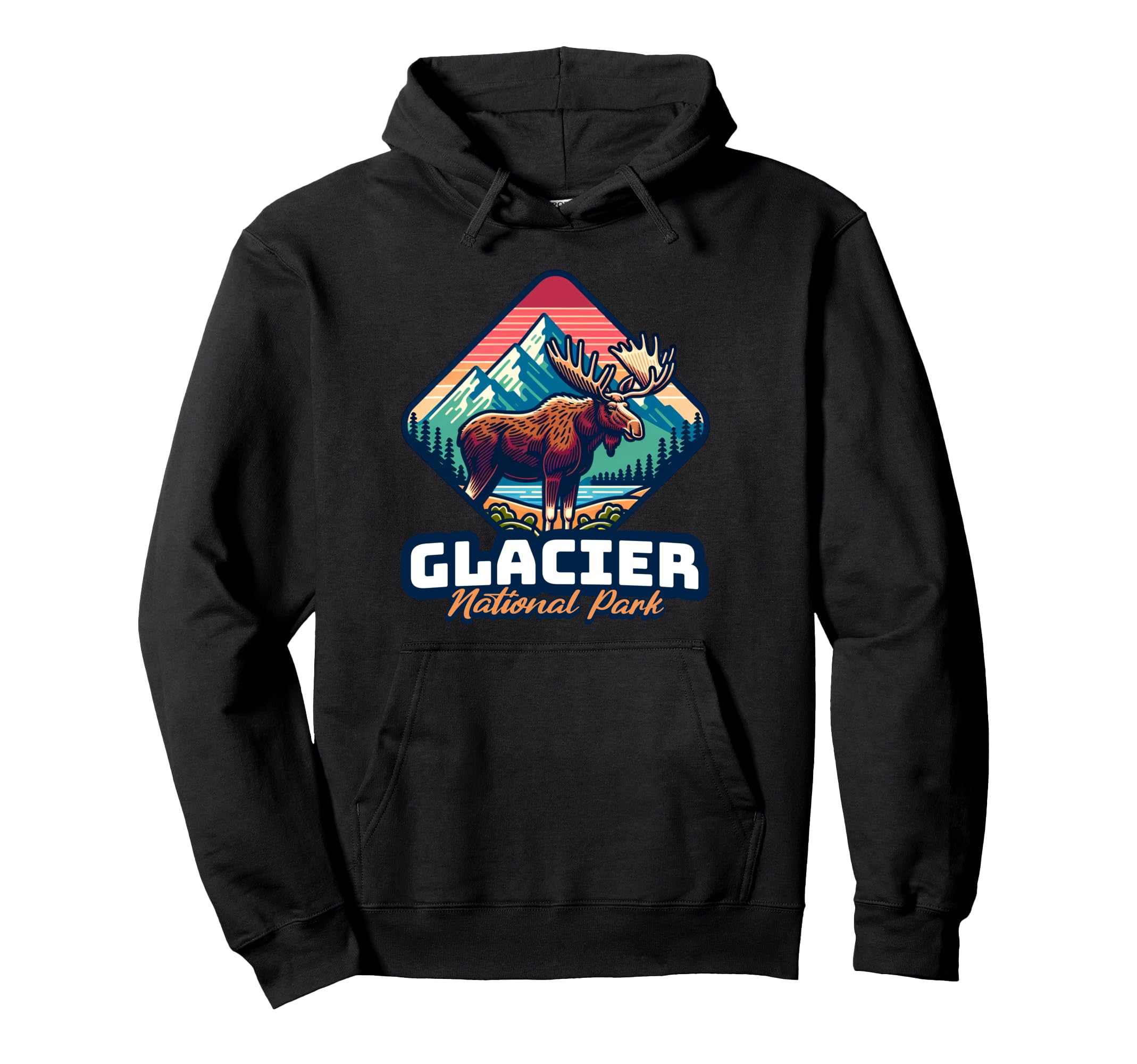 Glacier National Park Montana Moose Hoodie - Trendy Graphic for Adults - T-Shirt, Sweatshirt, Hoodie