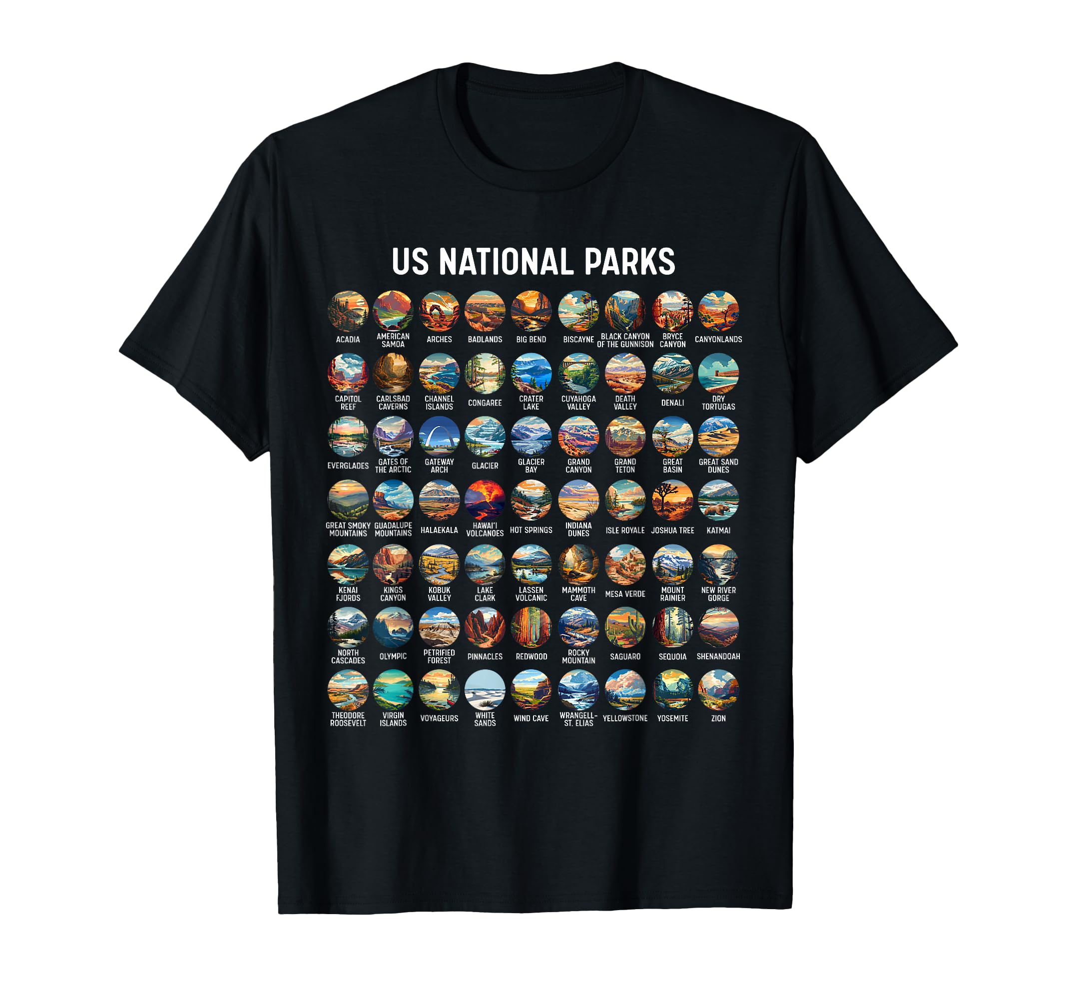 All Us National Park Checklist Bucket List T-Shirt - Unique Graphic Unisex - T-Shirt, Sweatshirt, Hoodie
