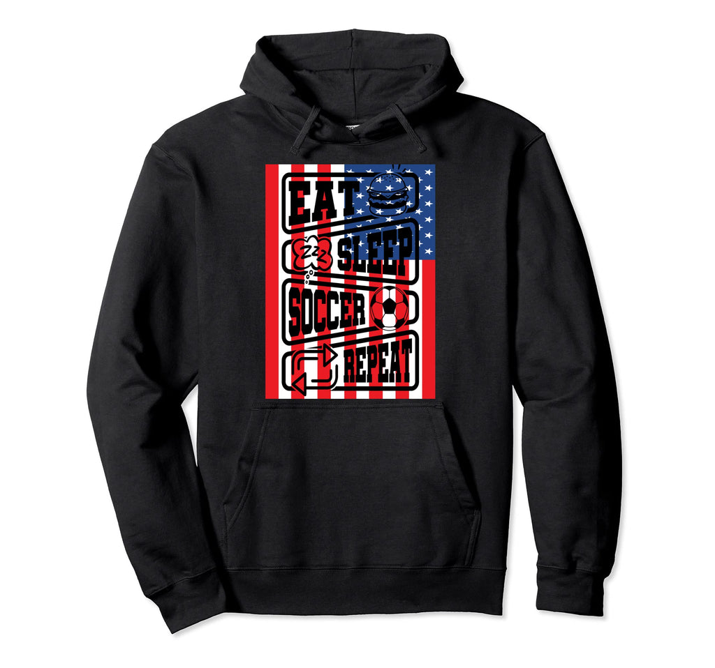 Usa Eat Sleep Soccer Repeat United Hoodie - Aesthetic Graphic for Adults - T-Shirt, Sweatshirt, Hoodie