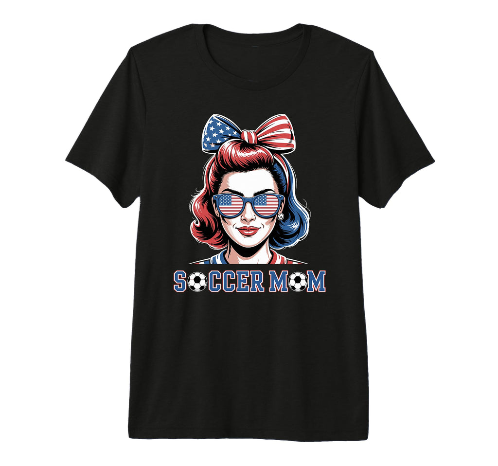 Patriotic Soccer Mom American Flag T-Shirt - Fun Novelty Design for Adults - T-Shirt, Sweatshirt, Hoodie
