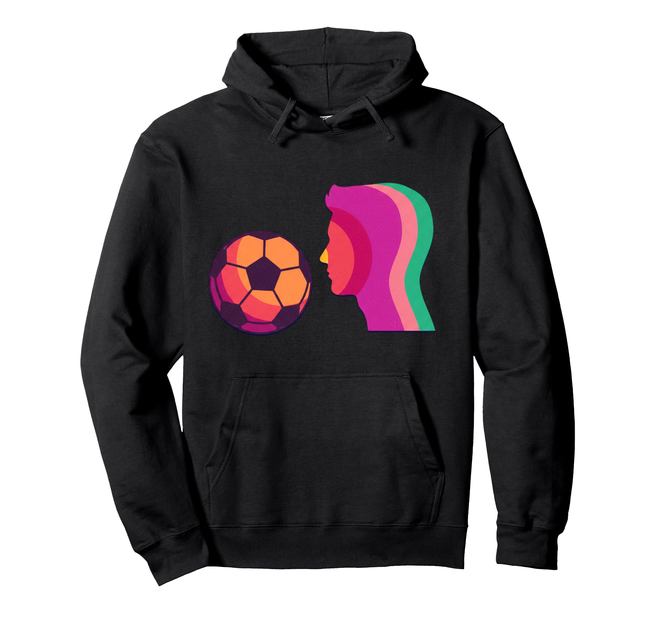 Abstract Soccer Silhouette Color Layers Hoodie - Minimalist Print Men Women - T-Shirt, Sweatshirt, Hoodie