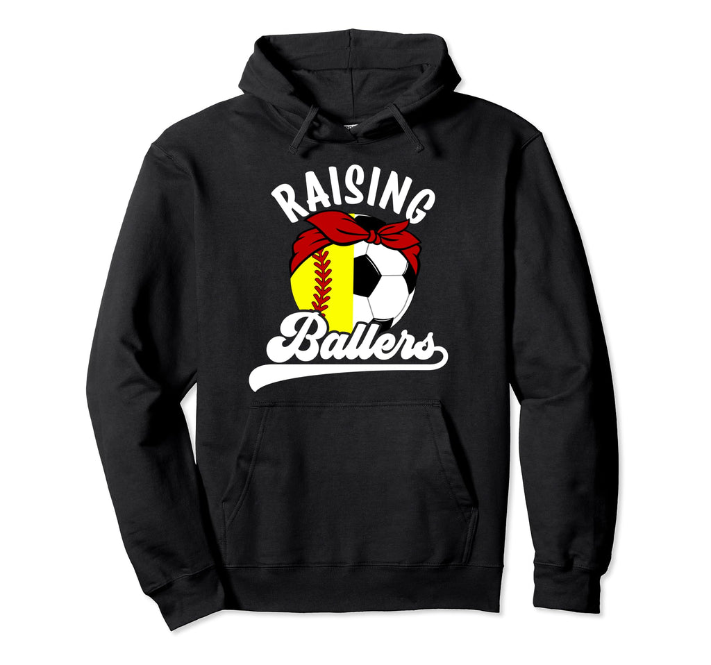 Raising Ballers Soccer Softball Hoodie - Casual Everyday Wear for Adults - T-Shirt, Sweatshirt, Hoodie