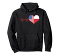 Half Polish Half American Flag Heartbeat Hoodie - Custom Art Print Unisex - T-Shirt, Sweatshirt, Hoodie