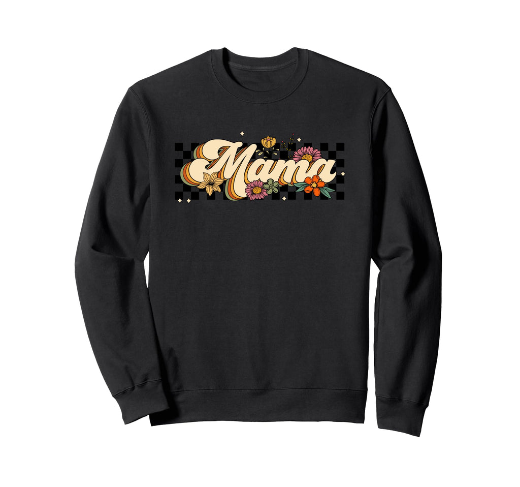 Mama Floral Checkered Pattern Sweatshirt - Aesthetic Graphic Unisex - T-Shirt, Sweatshirt, Hoodie