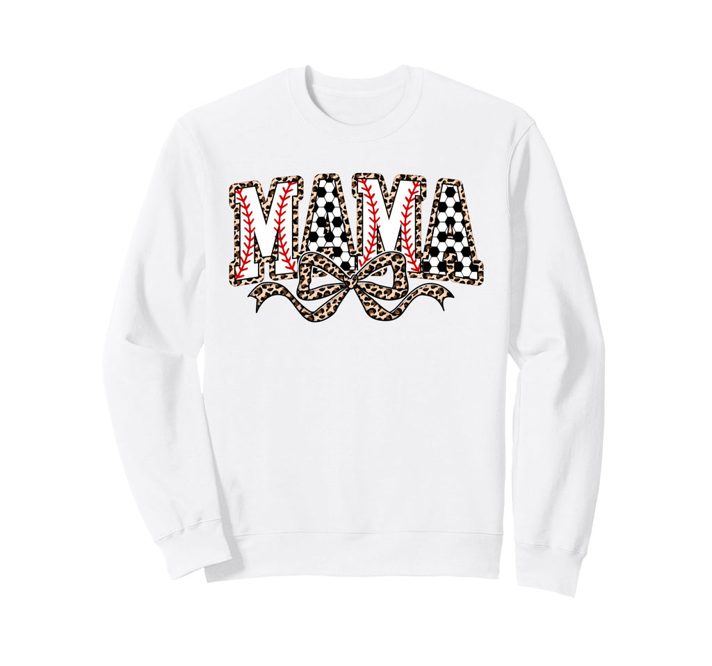 Leopard Baseball Soccer Mama Bow Sweatshirt - Fun Novelty Design Men Women - T-Shirt, Sweatshirt, Hoodie