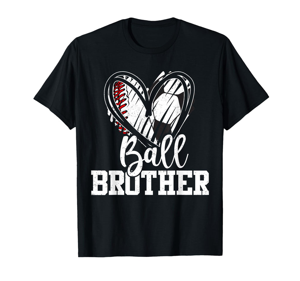 Ball Brother Heart Baseball Soccer T-Shirt - Minimalist Print Men Women - T-Shirt, Sweatshirt, Hoodie