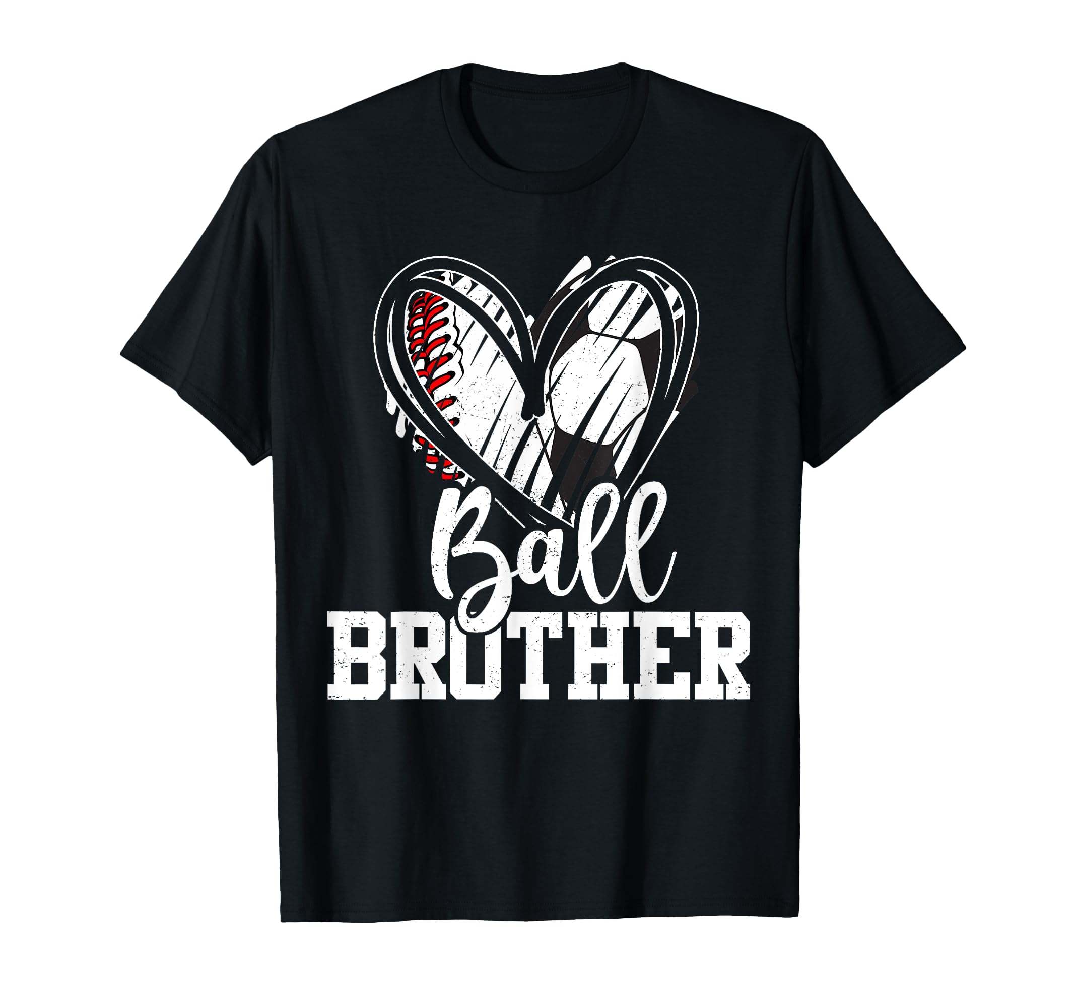 Ball Brother Heart Baseball Soccer T-Shirt - Minimalist Print Men Women - T-Shirt, Sweatshirt, Hoodie