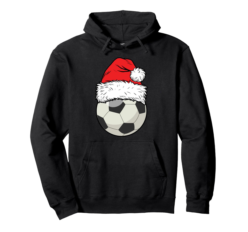 Soccer Football Santa Hat Matching Hoodie - Fun Novelty Design for Adults - T-Shirt, Sweatshirt, Hoodie