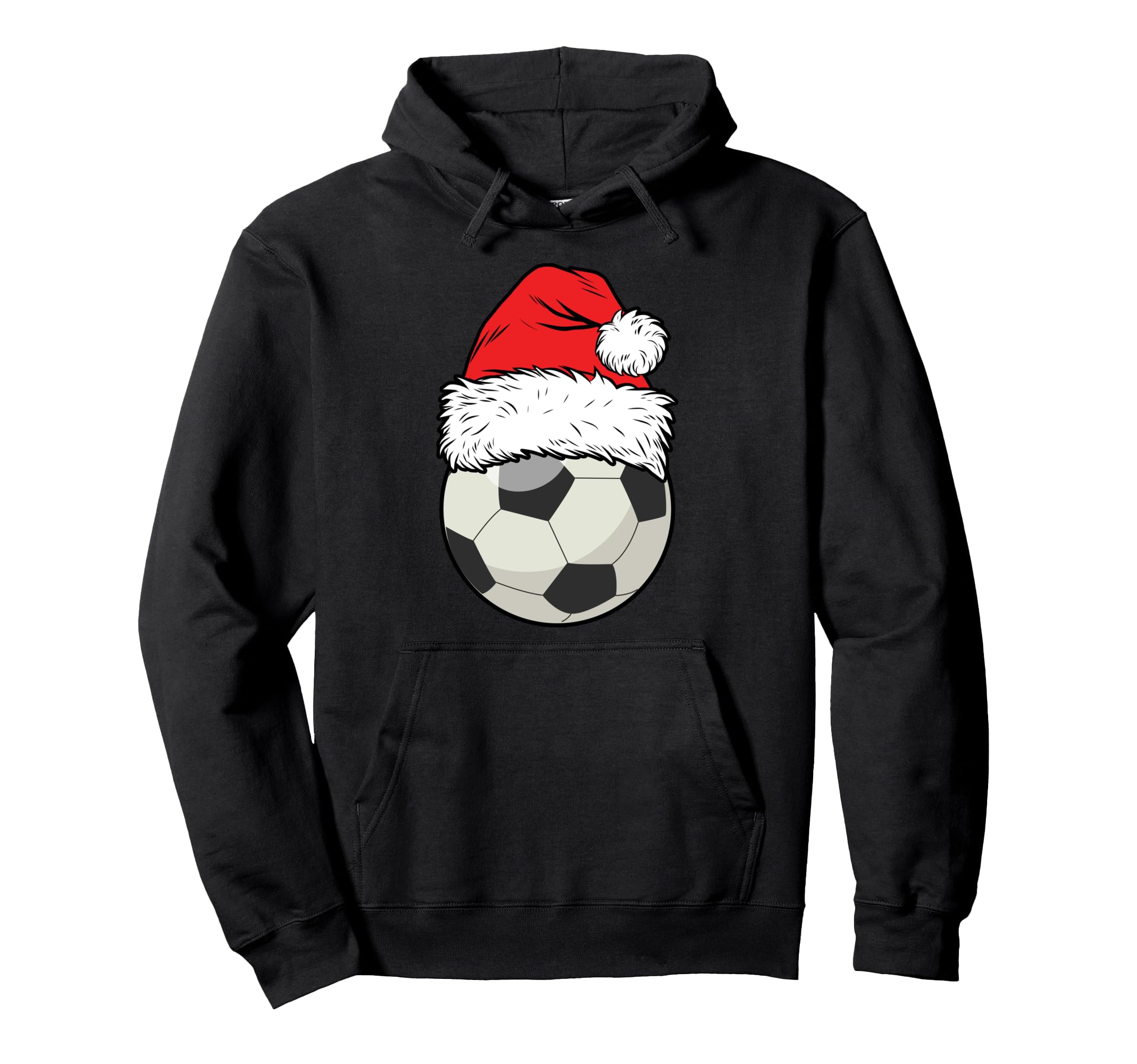 Soccer Football Santa Hat Matching Hoodie - Fun Novelty Design for Adults - T-Shirt, Sweatshirt, Hoodie