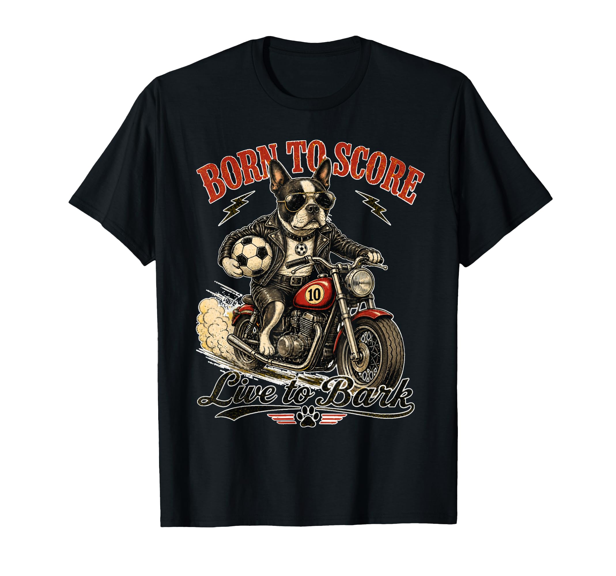 Boston Terrier Motorbike Love Footbal T-Shirt - Aesthetic Graphic Unisex - T-Shirt, Sweatshirt, Hoodie