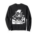 Funny Cat Punk Rock Roll Sweatshirt - Fun Novelty Design for Adults - T-Shirt, Sweatshirt, Hoodie