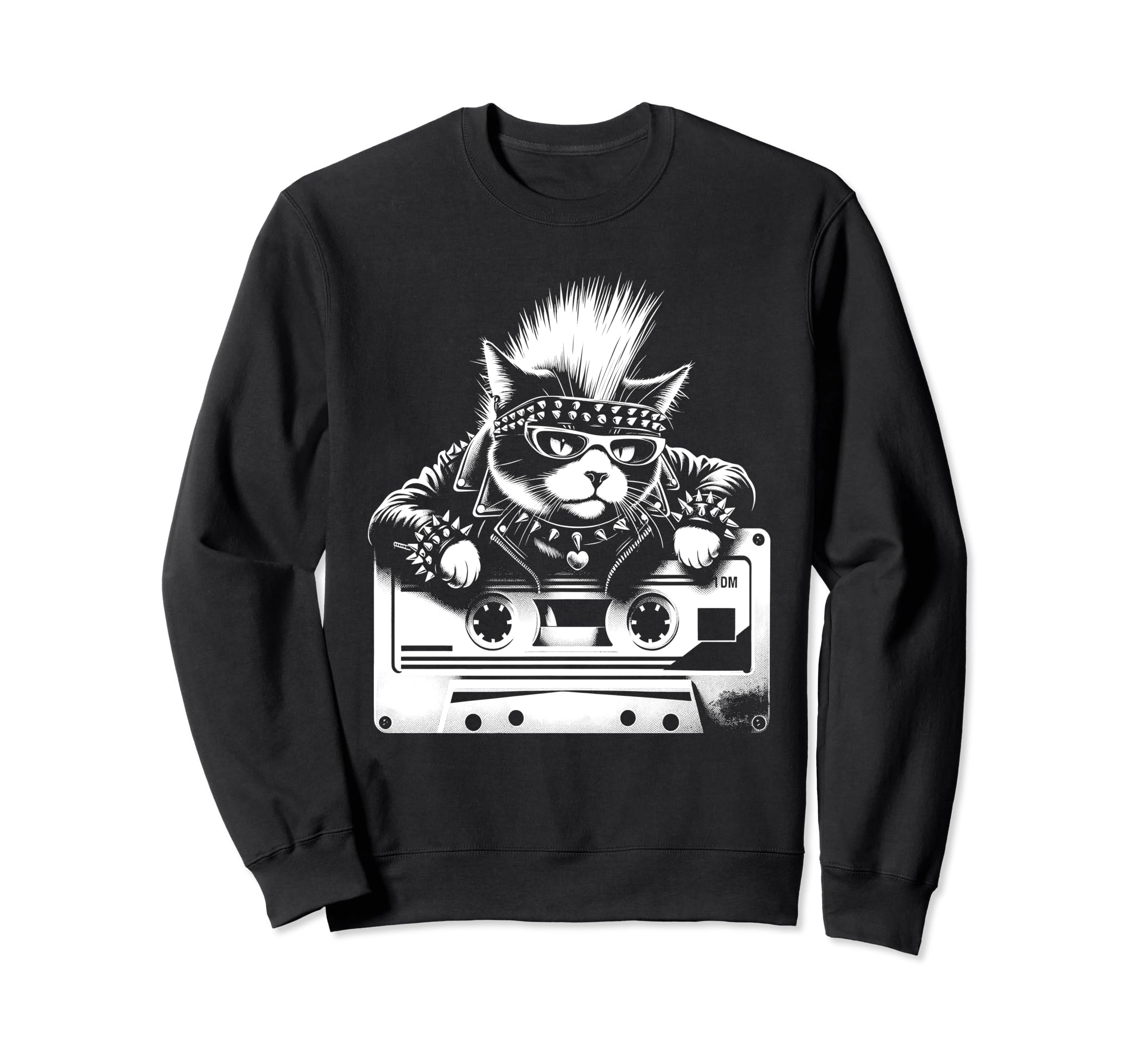 Funny Cat Punk Rock Roll Sweatshirt - Fun Novelty Design for Adults - T-Shirt, Sweatshirt, Hoodie